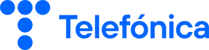 Logo de Telefónica en color azul corporativo, compuesto por el texto 'Telefónica' y a su izquierda el símbolo característico formado por cinco círculos dispuestos en forma de 'T'