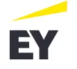 Logotipo de EY (Ernst & Young) con letras negras y una figura triangular amarilla encima